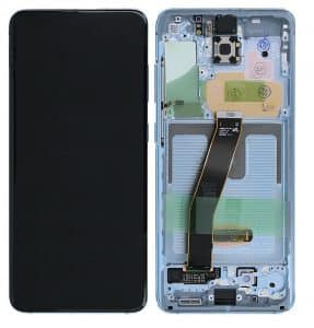 LCD / Scherm met frame voor Samsung Galaxy S20 SM-G980F / S20 5G SM-G981F (GH82-22123D/GH82-31432D/GH82-31433D) – Origineel – Service pack – Cloud Blue