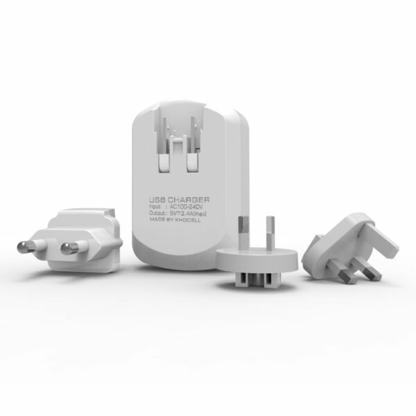 Khocell – Travel adapter- 3.4A – 3 USB aansluitingen – Wit