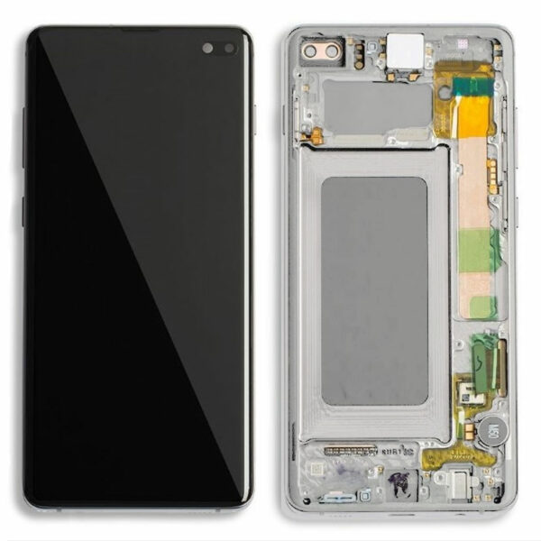 LCD / Scherm met frame voor Samsung Galaxy S10 Plus – Origineel – Service pack – Zilver