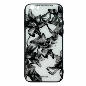 WK Design – Azure Stone Series – Hardcase hoesje voor iPhone 6 / 6S – Witte bloem – Zwart