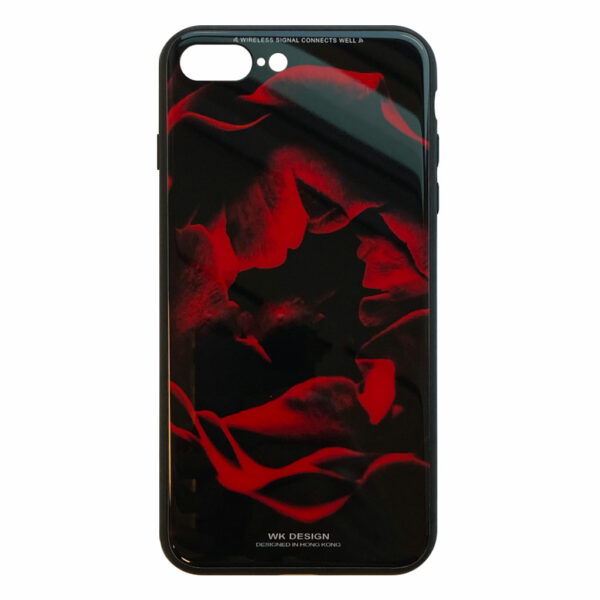 WK Design - Azure Stone Series - Hardcase hoesje voor iPhone 7 Plus / 8 Plus - Rode bloem - Zwart