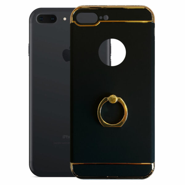 Fit Fashion – Hardcase Hoesje –  Met ring – Geschikt voor iPhone 7 Plus – Zwart