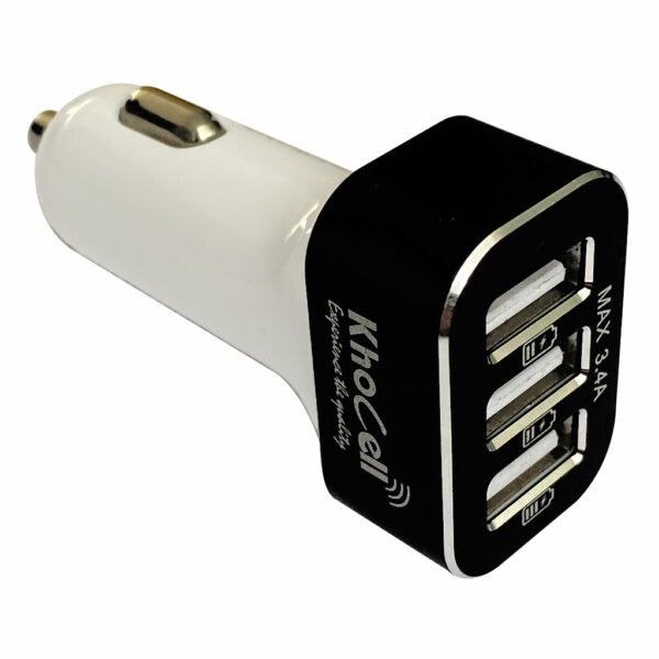 Khocell – Quick Car Charger – 3 USB poorten – Zwart/Wit