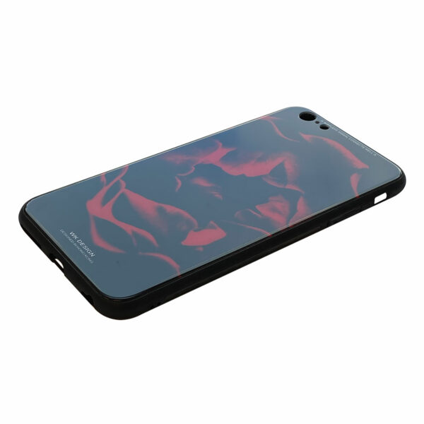 WK Design – Azure Stone Series – Hardcase hoesje voor iPhone 6 Plus / 6S Plus – Rode bloem – Zwart