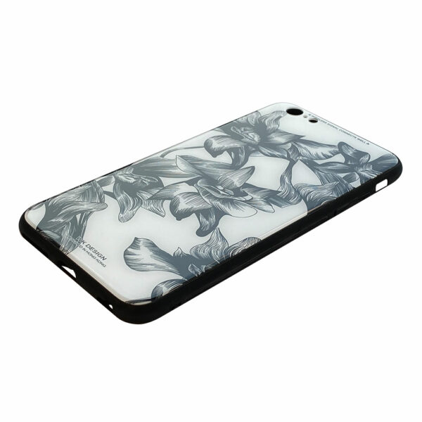 WK Design – Azure Stone Series – Hardcase hoesje voor iPhone 6 Plus / 6S Plus – Witte bloem – Zwart