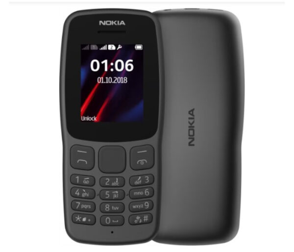 Nokia 106 - frontside and backside - black