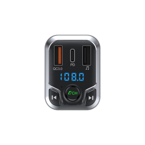 Rixus - Bluetooth Car FM Transmitter QC3.0 + Type C Dual Port Fast Charge RXBT25 2