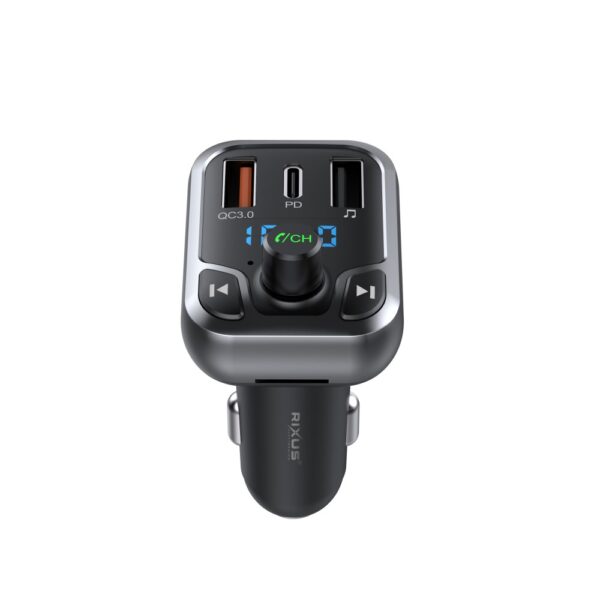 Rixus - Bluetooth Car FM Transmitter QC3.0 + Type C Dual Port Fast Charge RXBT25 4