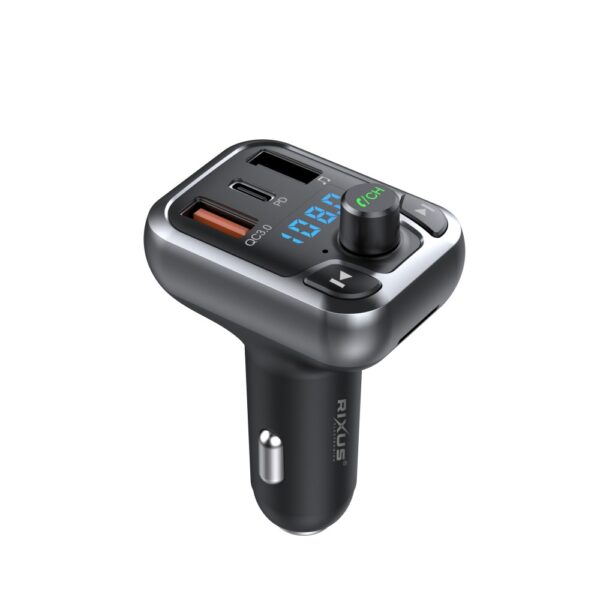 Rixus - Bluetooth Car FM Transmitter QC3.0 + Type C Dual Port Fast Charge RXBT25 5