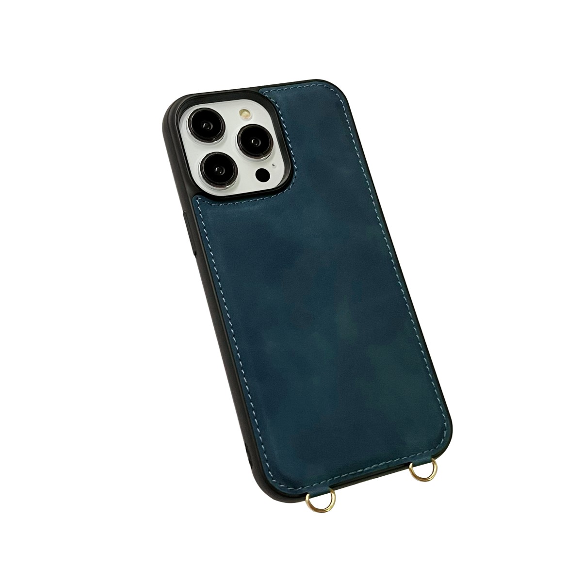 CaseMania 2-in-1 Crossbody + Magsafe Wallet – iPhone 16 Pro – DonkerBlauw casemania-2-in-1-crossbody-magsafe-wallet-iphone-16-DBL achterkant- zijkant