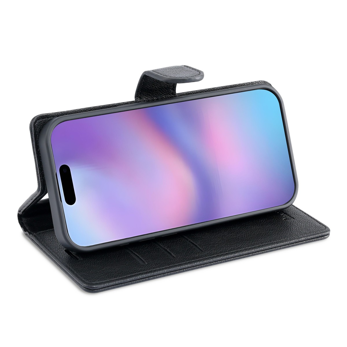 CaseMania Fine Grain 2-in-1 Magsafe Wallet Case – Iphone 17 Air- Zwart casemania-fine-grain-2-in-1-magsafe-wallet-case-iphone-17-series-blk-zijkant