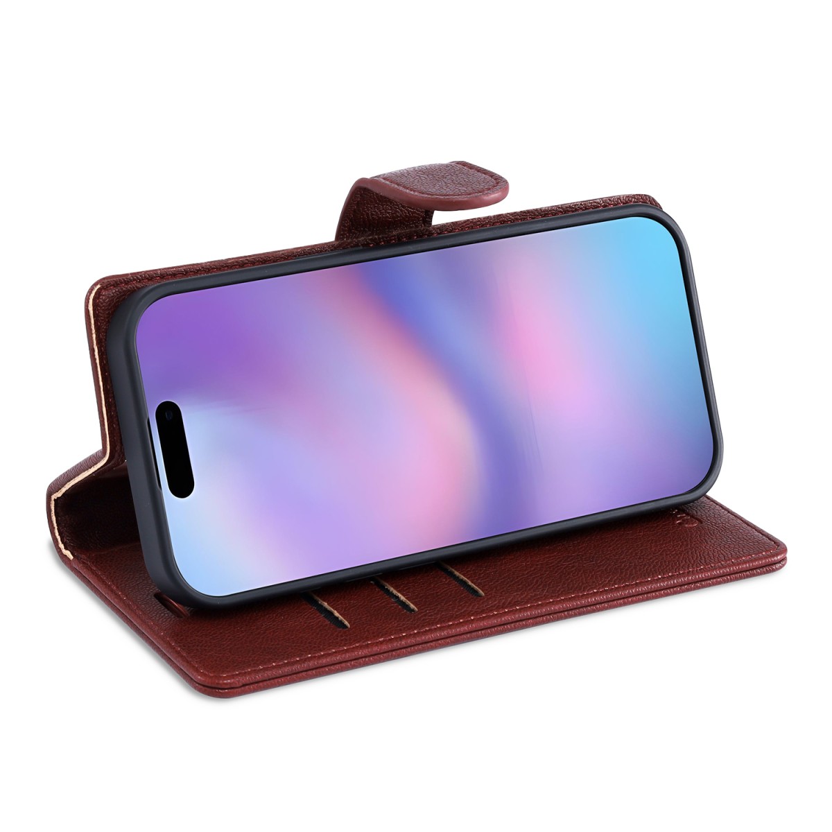CaseMania Fine Grain 2-in-1 Magsafe Wallet Case – Iphone 17 Air- Bordeaux casemania-fine-grain-2-in-1-magsafe-wallet-case-iphone-17-series-bor-zijkant