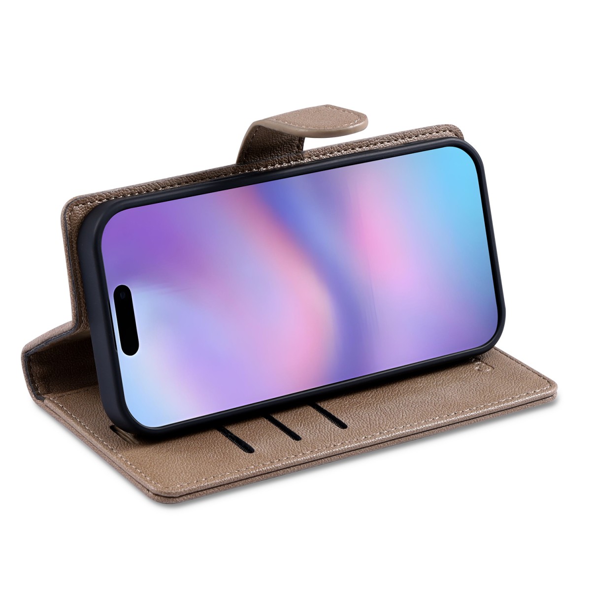 CaseMania Fine Grain 2-in-1 Magsafe Wallet Case – Iphone 17 Air- Bruin casemania-fine-grain-2-in-1-magsafe-wallet-case-iphone-17-series-brn-zijkant