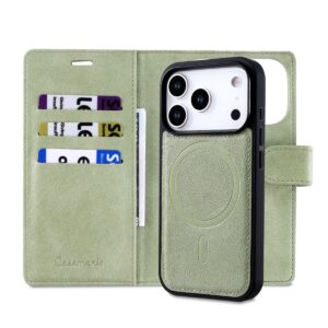 CaseMania Fine Grain 2-in-1 Magsafe Wallet Case – Iphone 17 Air- Pistache casemania-fine-grain-2-in-1-magsafe-wallet-case-iphone-17-series-pis-achterkant