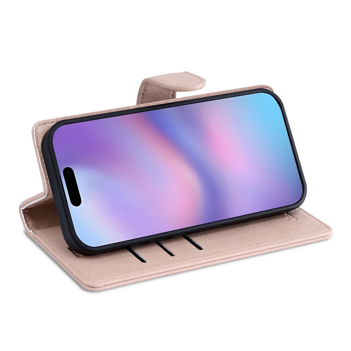 CaseMania Fine Grain 2-in-1 Magsafe Wallet Case – Iphone 17 Air- Zalm casemania-fine-grain-2-in-1-magsafe-wallet-case-iphone-17-series-sal-zijkant