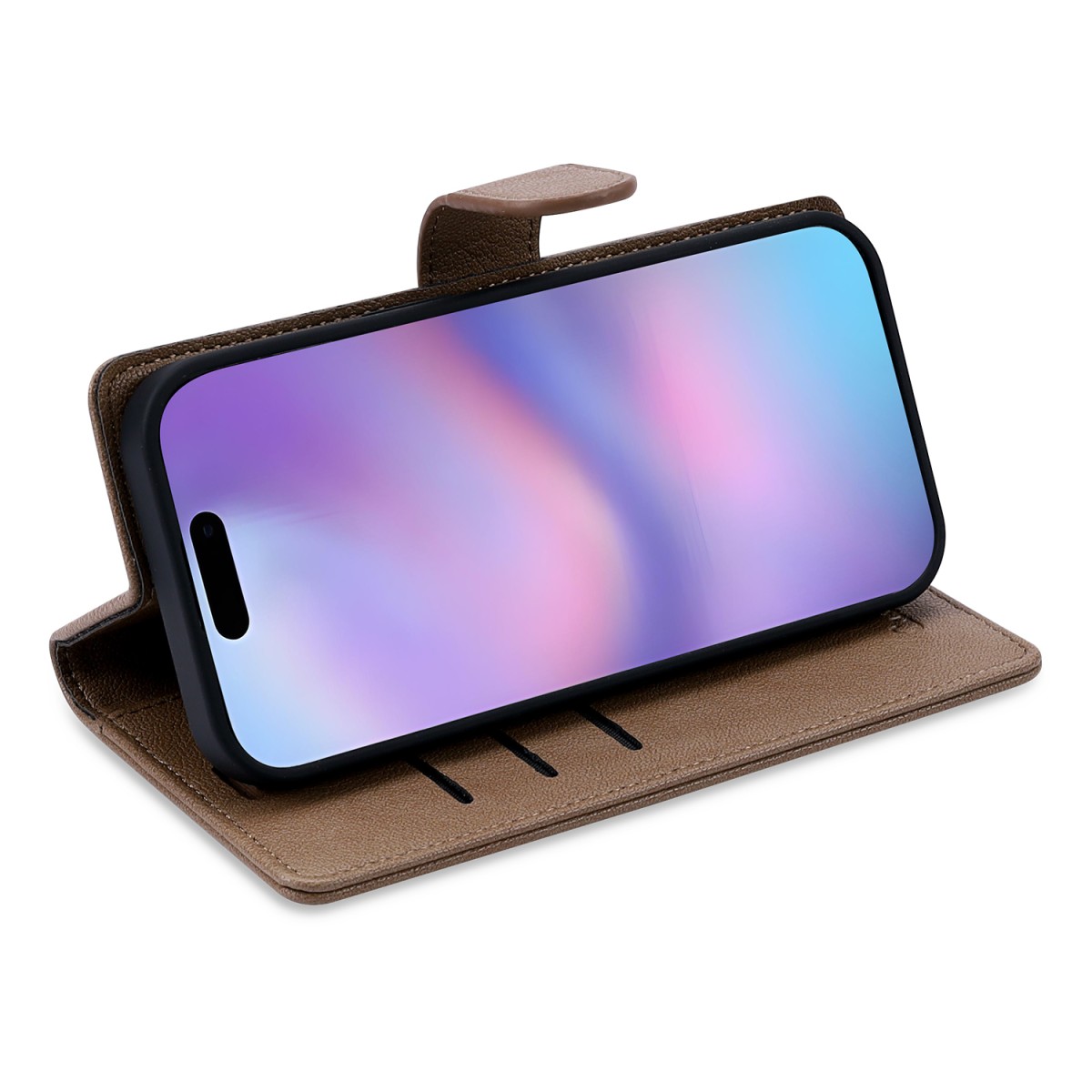 CaseMania Fine Grain 2-in-1 Magsafe Wallet Case – Iphone 17 – Bruin casemania-fine-grain-2-in-1-magsafe-wallet-case-iphone-17-series-brn-zijkant