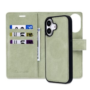 CaseMania Fine Grain 2-in-1 Magsafe Wallet Case – Iphone 17 – Pistache casemania-fine-grain-2-in-1-magsafe-wallet-case-iphone-17-series-pis-achterkant