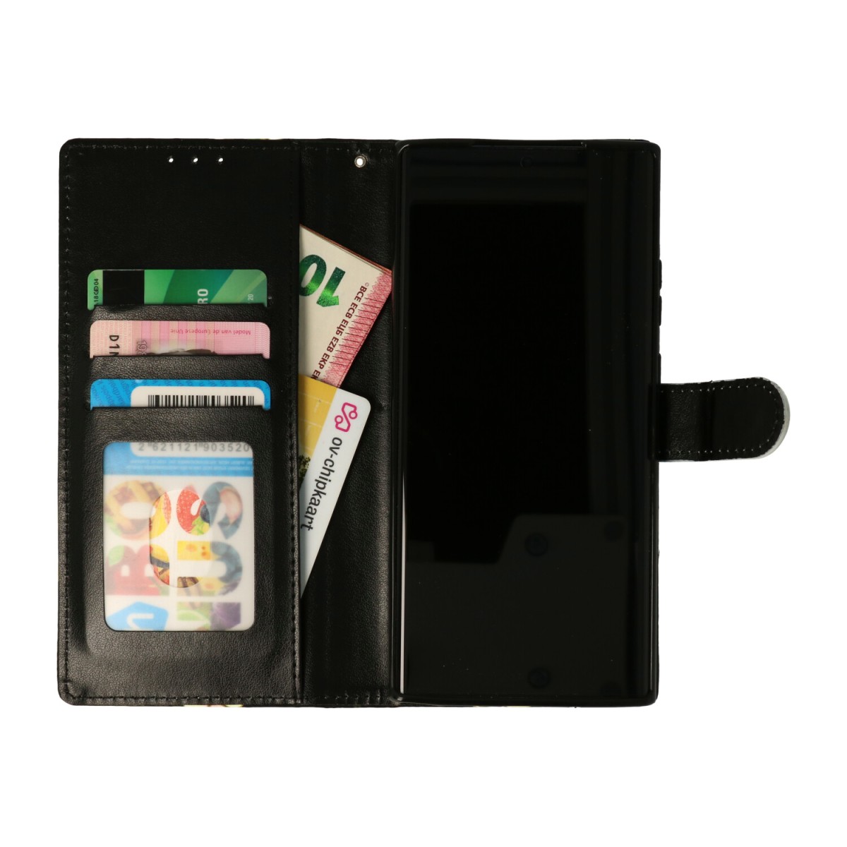 Bookcase cover voor Apple iPhone 16 – Luipaard print iphone-16-series-bookcase-print-luipaard-voorkant open