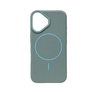 Leatherlook Magnetic Magsafe Case – iPhone 16 – Turquoise leatherlook-magnetic-magsafe-case-iphone-16-TQU-achterkant