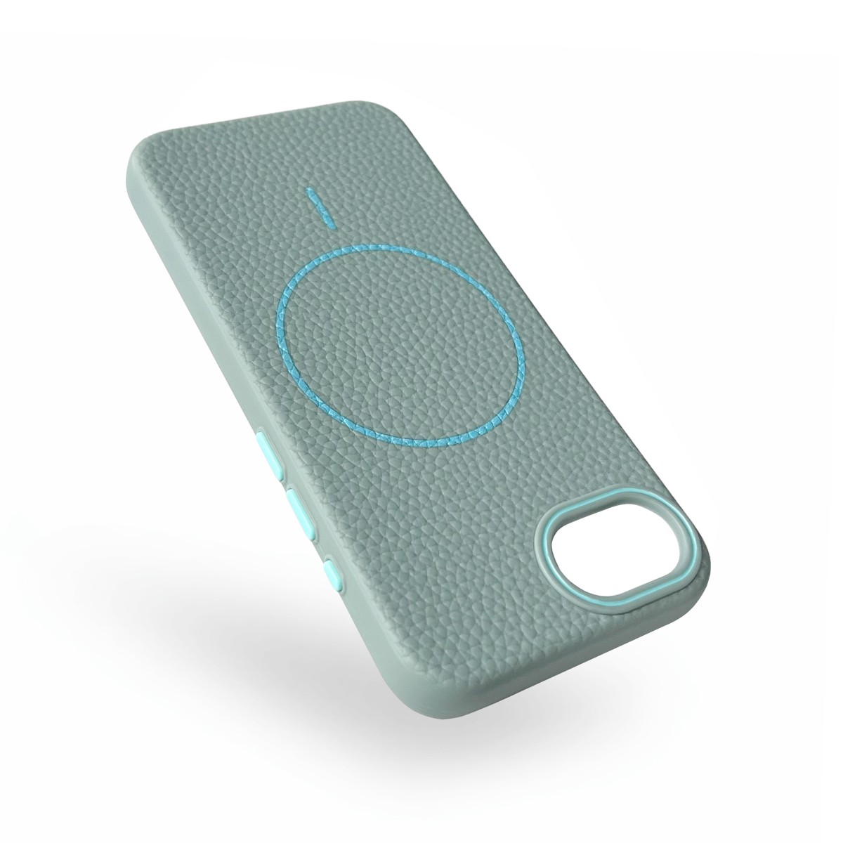 Leatherlook Magnetic Magsafe Case – iPhone 16e – Turquoise leatherlook-magnetic-magsafe-case-iphone-16-series-TQU-achterkant 3