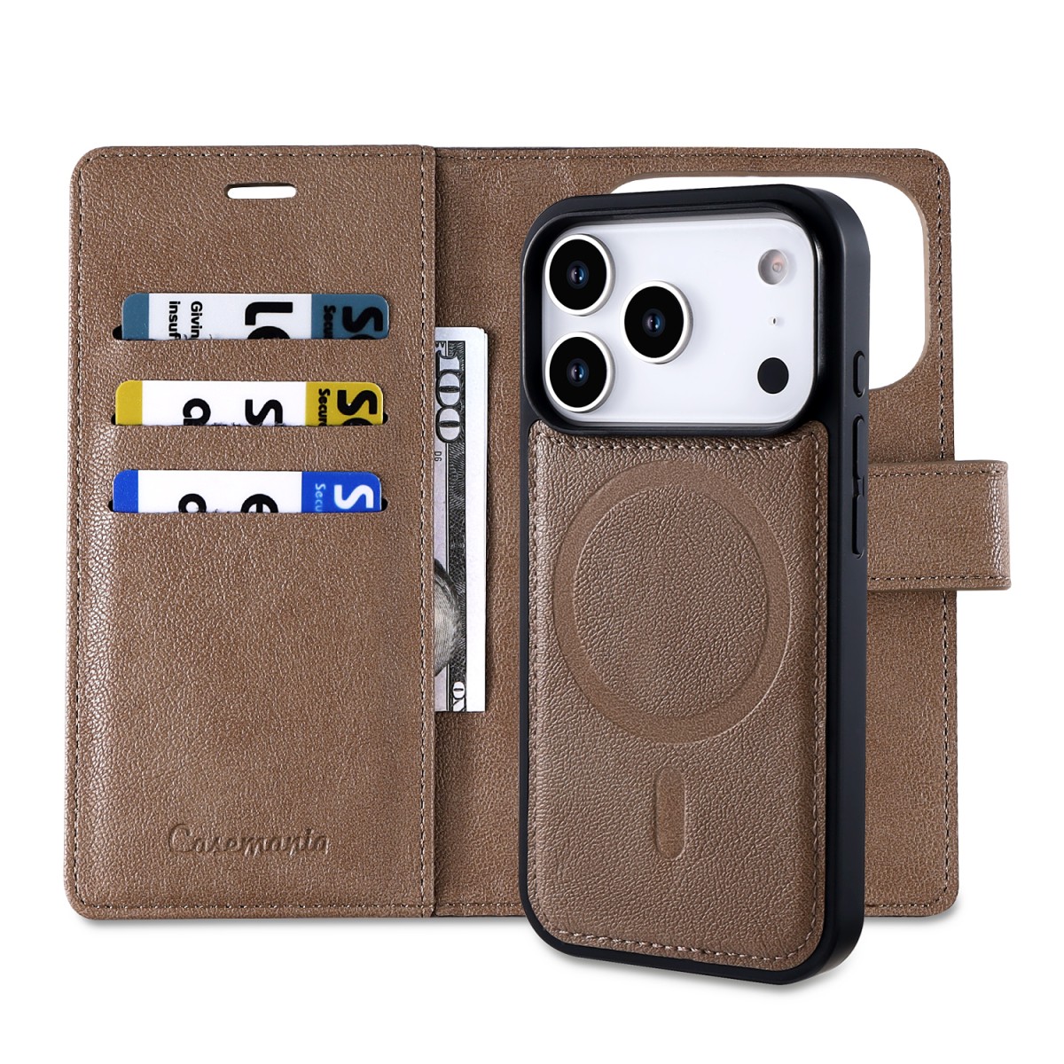 CaseMania Fine Grain 2-in-1 Magsafe Wallet Case – Iphone 17 Pro Max – Bruin casemania-fine-grain-2-in-1-magsafe-wallet-case-iphone-17-series-1-brn