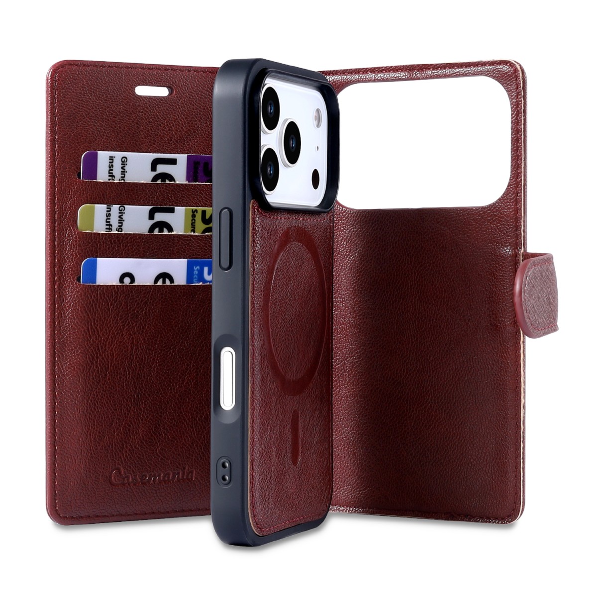 CaseMania Fine Grain 2-in-1 Magsafe Wallet Case – Iphone 17 Pro Max- Bordeaux CaseMania Fine Grain 2-in-1 Magsafe Wallet Case - Iphone 17 Pro Max- Bordeaux - Afbeelding 4