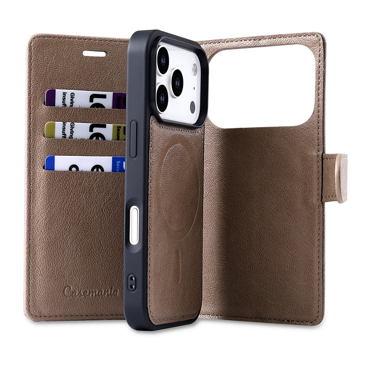 CaseMania Fine Grain 2-in-1 Magsafe Wallet Case – Iphone 17 Pro Max – Bruin casemania-fine-grain-2-in-1-magsafe-wallet-case-iphone-17-series-4-brn