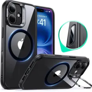 ESR HaloLock Hybrid Case – iPhone 16 – Zwart esr-classic-hybrid-magsafe-iphone-16-hoesje-met-stand-camera-control-clear-zwart_1