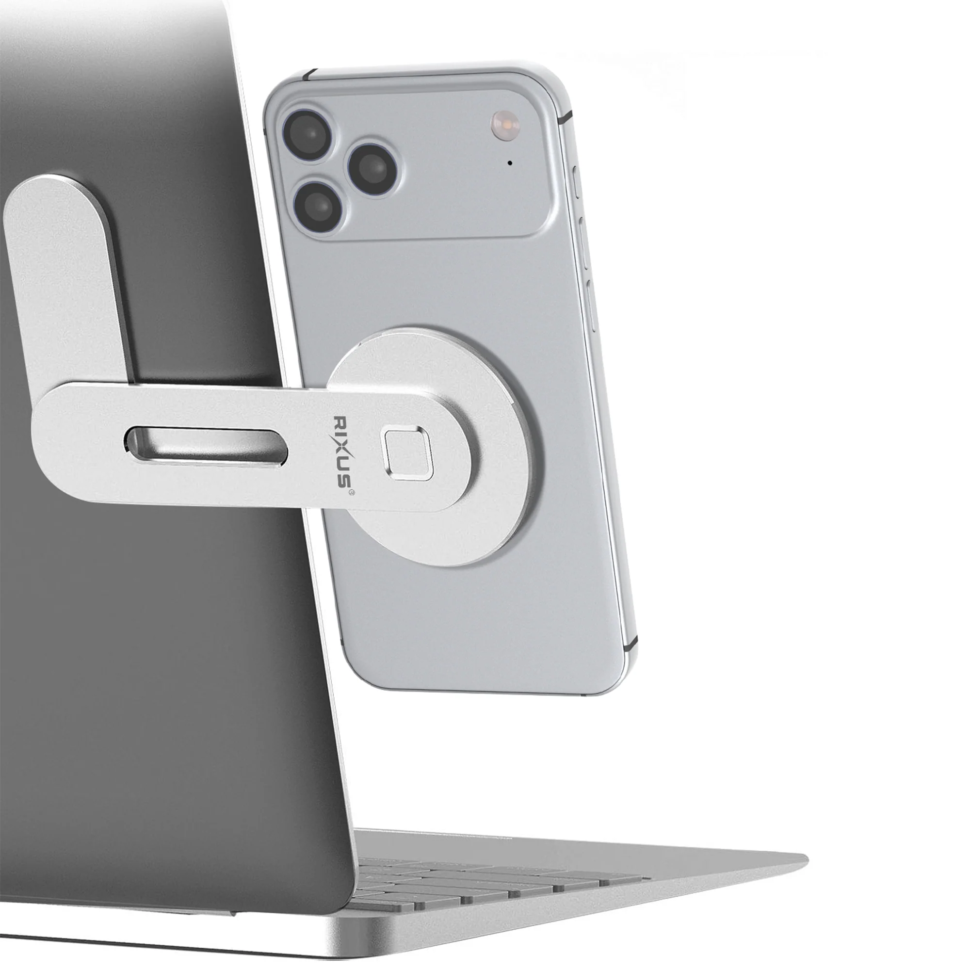 Rixus RXHM87 Magnetic Phone Holder voor Laptops en Schermen – Universeel – Wit RIXUS magnetic phone holder 2