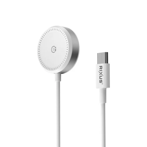 Oplader USB-C 2 In 1 voor Apple Watch en Samsung Galaxy Watch – 2.5 Watt – 1.2M Rixus RXWC05 USB-C Charger For Apple Watch And Samsung Galaxy Watch 1.2m White