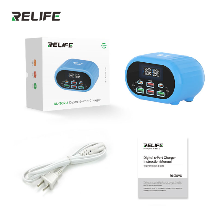 Relife RL-309U Smart 6-Port Charger RELIFE_RL_309U_Smart_6_port_charger_1731469404554_7RELIFE_RL_309U_Smart_6_port_charger_1731469404554_7