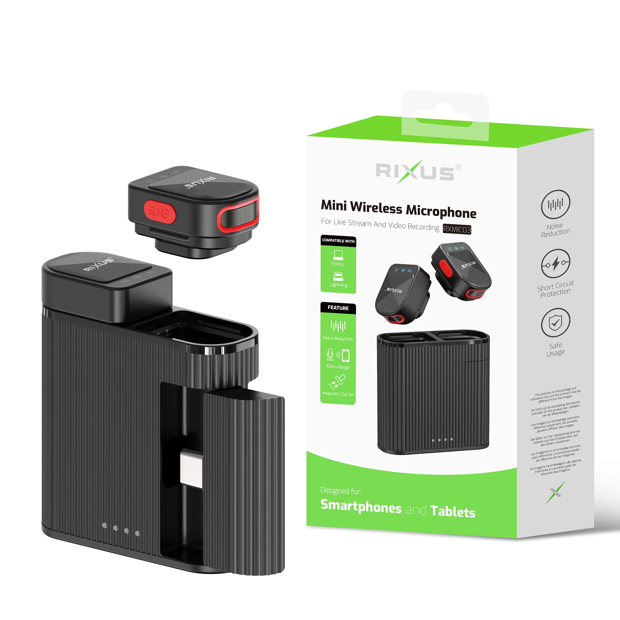 Rixus RXMIC03 Mini Draadloze Microfoon voor Livestream en Video-opname – Black Rixus RXMIC03 Mini Wireless Microphone For Live Stream And Video Recording Black 2